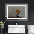 48X36Inch Led Bathroom Mirror,3000 6000K Gradient Front And Backlit Led Mirror For Bathroom,3Colors Dimmable,Ip54 Enhanced Anti Fog,Hanging Plates Wall Mount Lighted Mirror Only Mirrors, Not Cabinets Silver Classic,Modern Aluminium Alloy