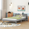 Modern Design Twin Size Platform Bed Frame With Built In Usb Port For Grey Color Grey Particle Board