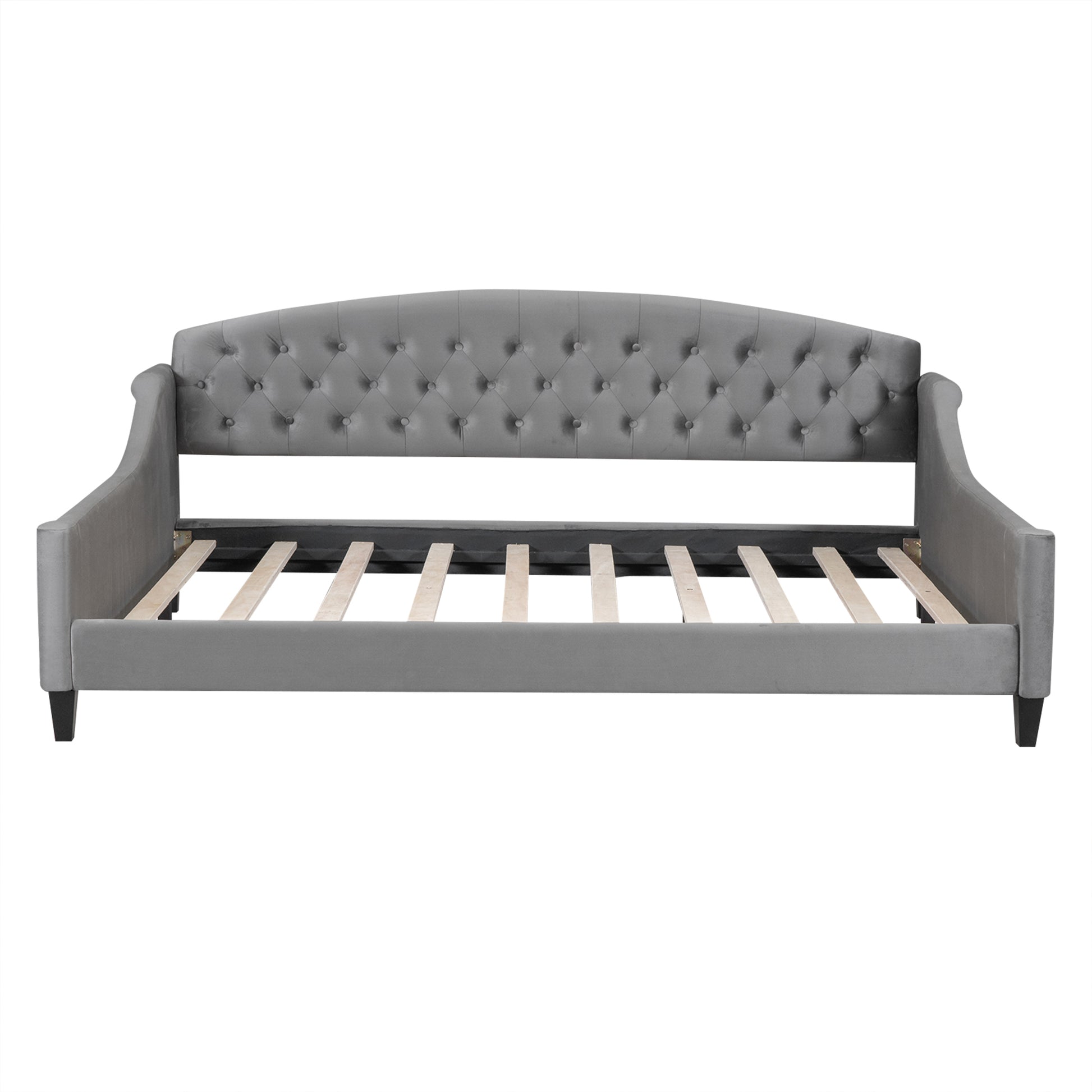 Modern Luxury Tufted Button Daybed, Full, Gray Old Sku: Sm001009Aae Box Spring Not Required Full Gray Wood Velvet Upholstered