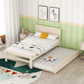 Modern Design Twin Size Platform Bed Frame With Trundle For White Washed Color White Washed Rubber Wood