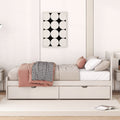 Modern Design Twin Size Platform Bed Frame With 2 Drawers For White Washed Color Twin White Washed Rubber Wood