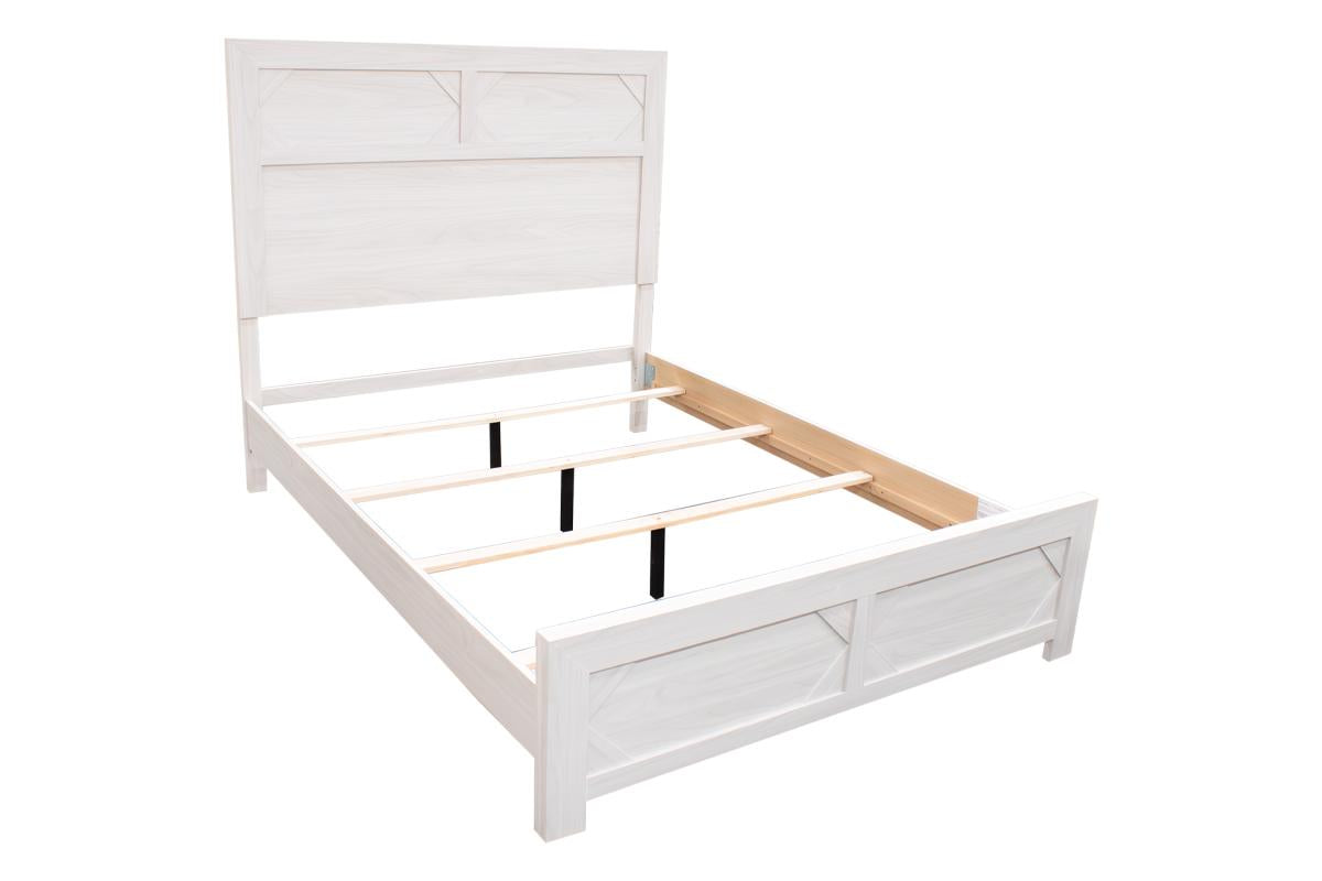 White Color 1Pc Queen Size Bed High Headboard Mdf Particle Board Bedroom Furniture Bedframe Unique Panel Design Box Spring Required Queen White Wood Bedroom Contemporary,Modern Panel Particle Board