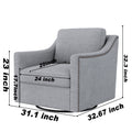 360 Degree Swivel Armchair Cotton Linen Skin Friendly Fabric Ergonomic Design Brass Nail Decorative Armchair Living Room Chairs Bedroom Chairs Living Room Chairs Black Legs Suitable For Indoor Homes Grey Modern Foam Cotton Linen