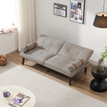 Convertible Sofa Bed Futon With Solid Wood Legs Linen Fabric Light Grey Light Grey Fabric 2 Seat