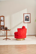 Velvet Swivel Barrel Chair, Swivel Accent Chairs Armchair For Living Room, Reading Chairs For Bedroom Comfy, Round Barrel Chairs With Gold Stainless Steel Base Red Red Primary Living Space Modern Velvet