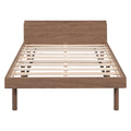 Modern Design Twin Size Platform Bed Frame With Built In Usb Port For Walnut Color Walnut Particle Board