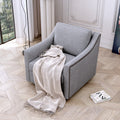 360 Degree Swivel Armchair Cotton Linen Skin Friendly Fabric Ergonomic Design Brass Nail Decorative Armchair Living Room Chairs Bedroom Chairs Living Room Chairs Black Legs Suitable For Indoor Homes Grey Modern Foam Cotton Linen