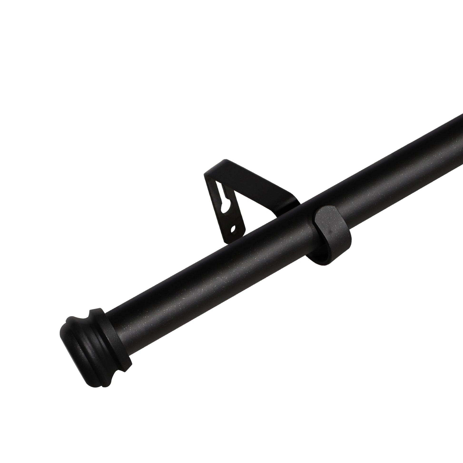 Window Single Curtain Rod Adjustable Sizes: 28" 48", Black Matte Black Metal