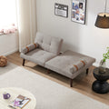 Convertible Sofa Bed Futon With Solid Wood Legs Linen Fabric Light Grey Light Grey Fabric 2 Seat