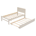 Modern Design Twin Size Platform Bed Frame With Trundle For White Washed Color White Washed Rubber Wood