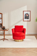 Velvet Swivel Barrel Chair, Swivel Accent Chairs Armchair For Living Room, Reading Chairs For Bedroom Comfy, Round Barrel Chairs With Gold Stainless Steel Base Red Red Primary Living Space Modern Velvet