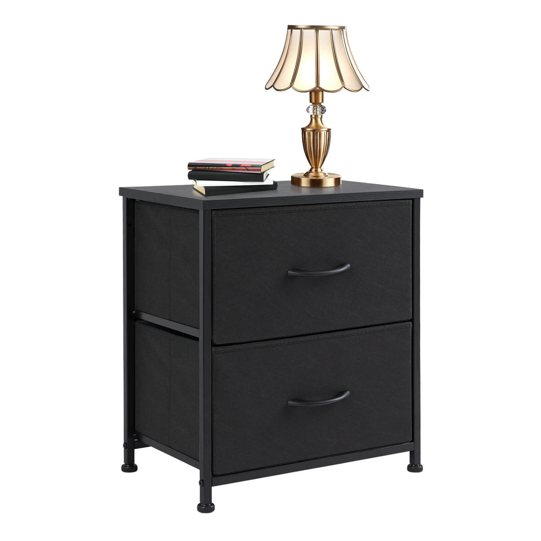 Drawers Dresser Chest Of Drawers,Metal Frame And Wood Top,2Bc,Black Black Wood