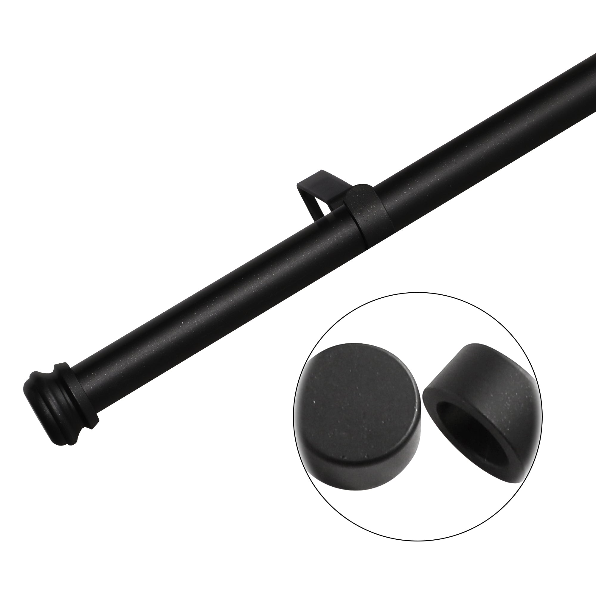 Window Single Curtain Rod Adjustable Sizes: 28" 48", Black Matte Black Metal