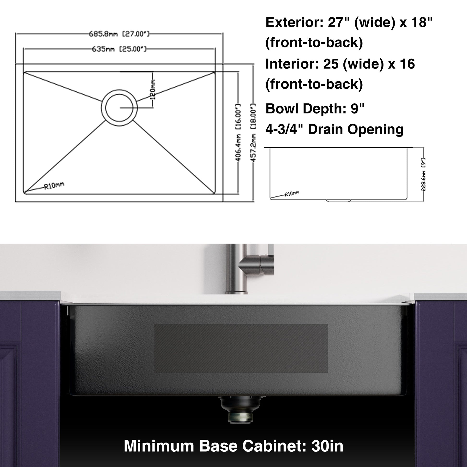 27Inch Gunmetal Black Undermount 18 Guage Stainless Steel Kitchen Sink With Black Spring Neck Faucet Gunmetal Black Stainless Steel