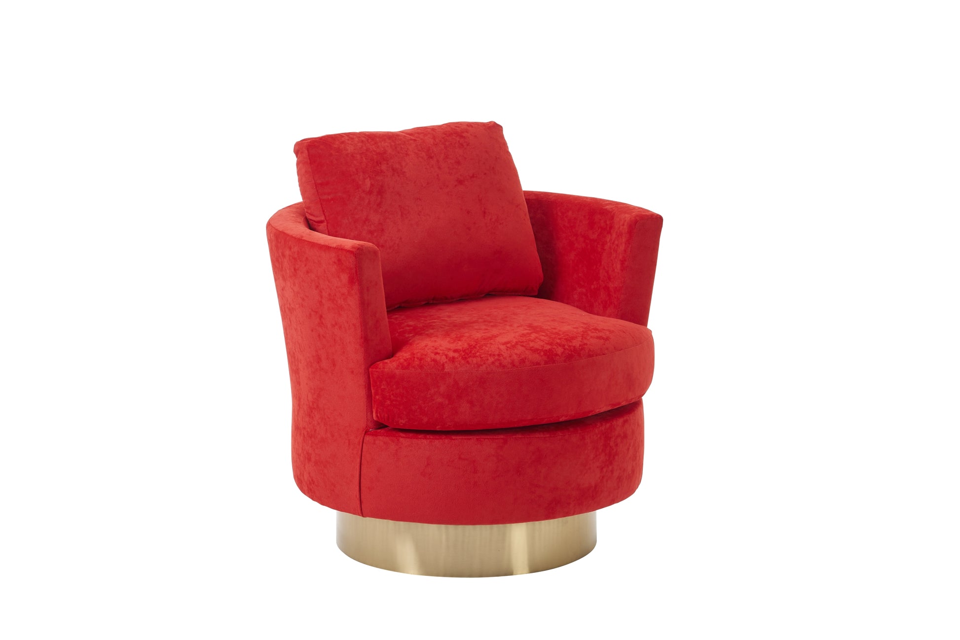 Velvet Swivel Barrel Chair, Swivel Accent Chairs Armchair For Living Room, Reading Chairs For Bedroom Comfy, Round Barrel Chairs With Gold Stainless Steel Base Red Red Primary Living Space Modern Velvet