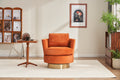 Velvet Swivel Barrel Chair, Swivel Accent Chairs Armchair For Living Room, Reading Chairs For Bedroom Comfy, Round Barrel Chairs With Gold Stainless Steel Base Orange Orange Primary Living Space