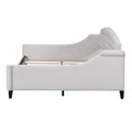 Modern Luxury Tufted Button Daybed, Full, Beige Box Spring Not Required Full Beige Wood Velvet Upholstered