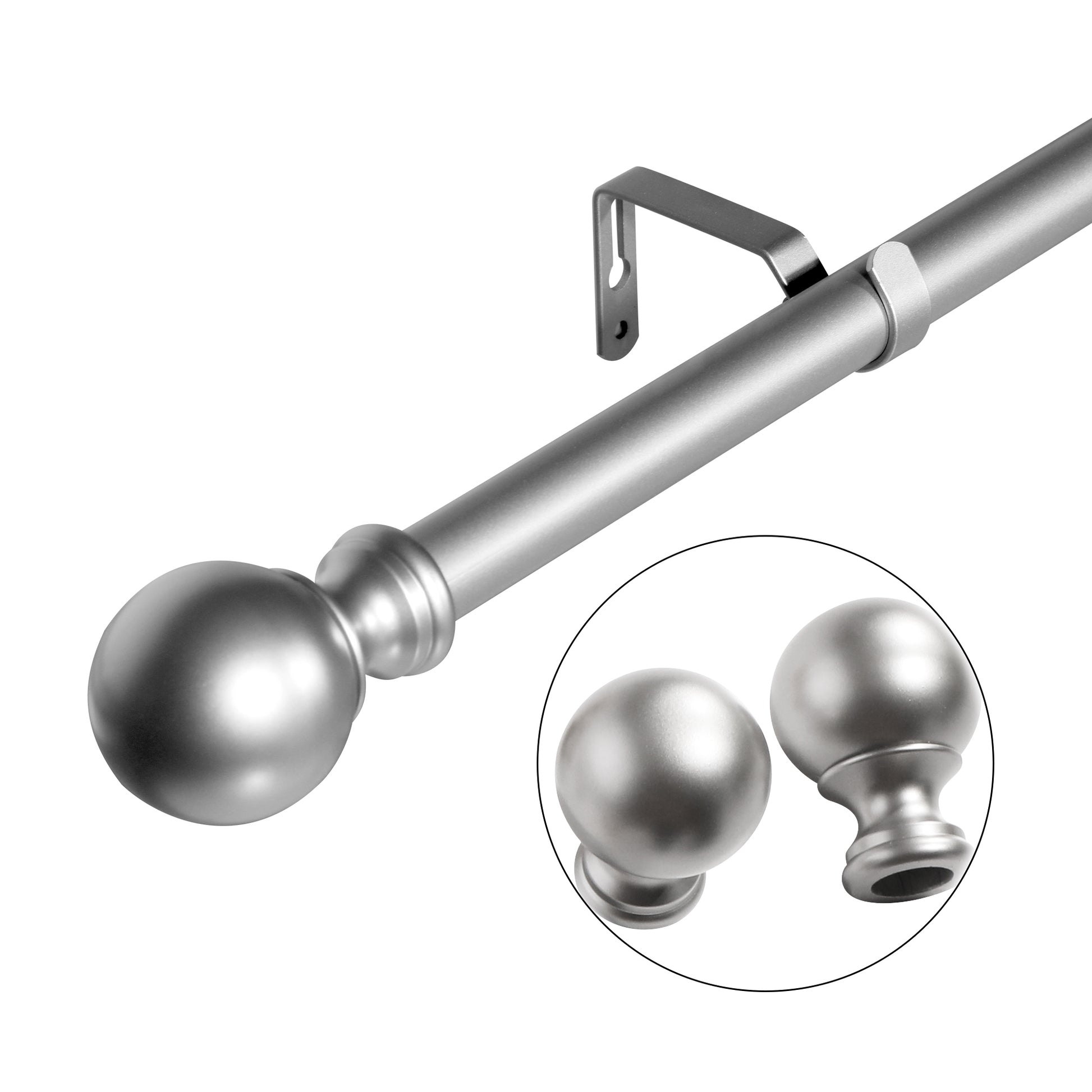 Window Single Curtain Rod Adjustable Sizes: 88" 132", Silver Silver Metal