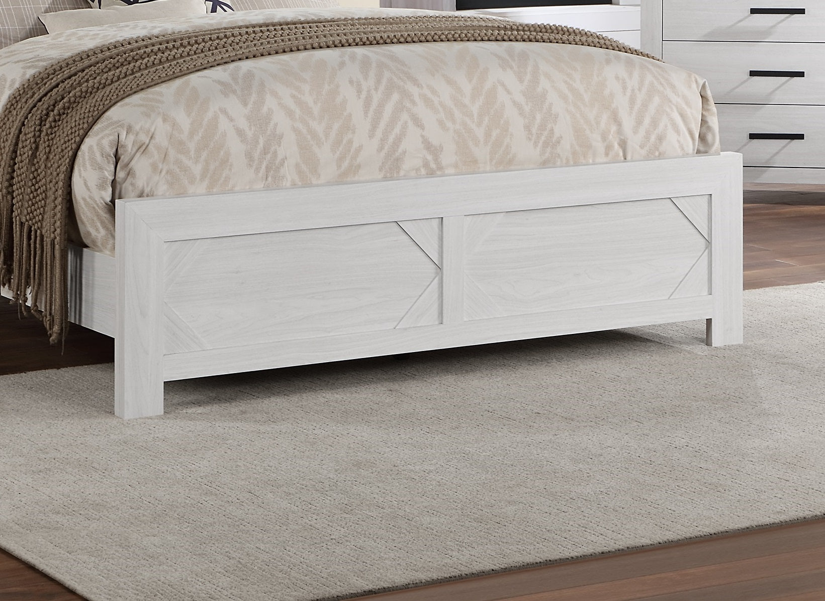 White Color 1Pc Queen Size Bed High Headboard Mdf Particle Board Bedroom Furniture Bedframe Unique Panel Design Box Spring Required Queen White Wood Bedroom Contemporary,Modern Panel Particle Board