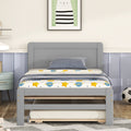 Modern Design Twin Size Platform Bed Frame With Trundle For Grey Color Grey Rubber Wood