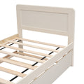 Modern Design Twin Size Platform Bed Frame With Trundle For White Washed Color White Washed Rubber Wood
