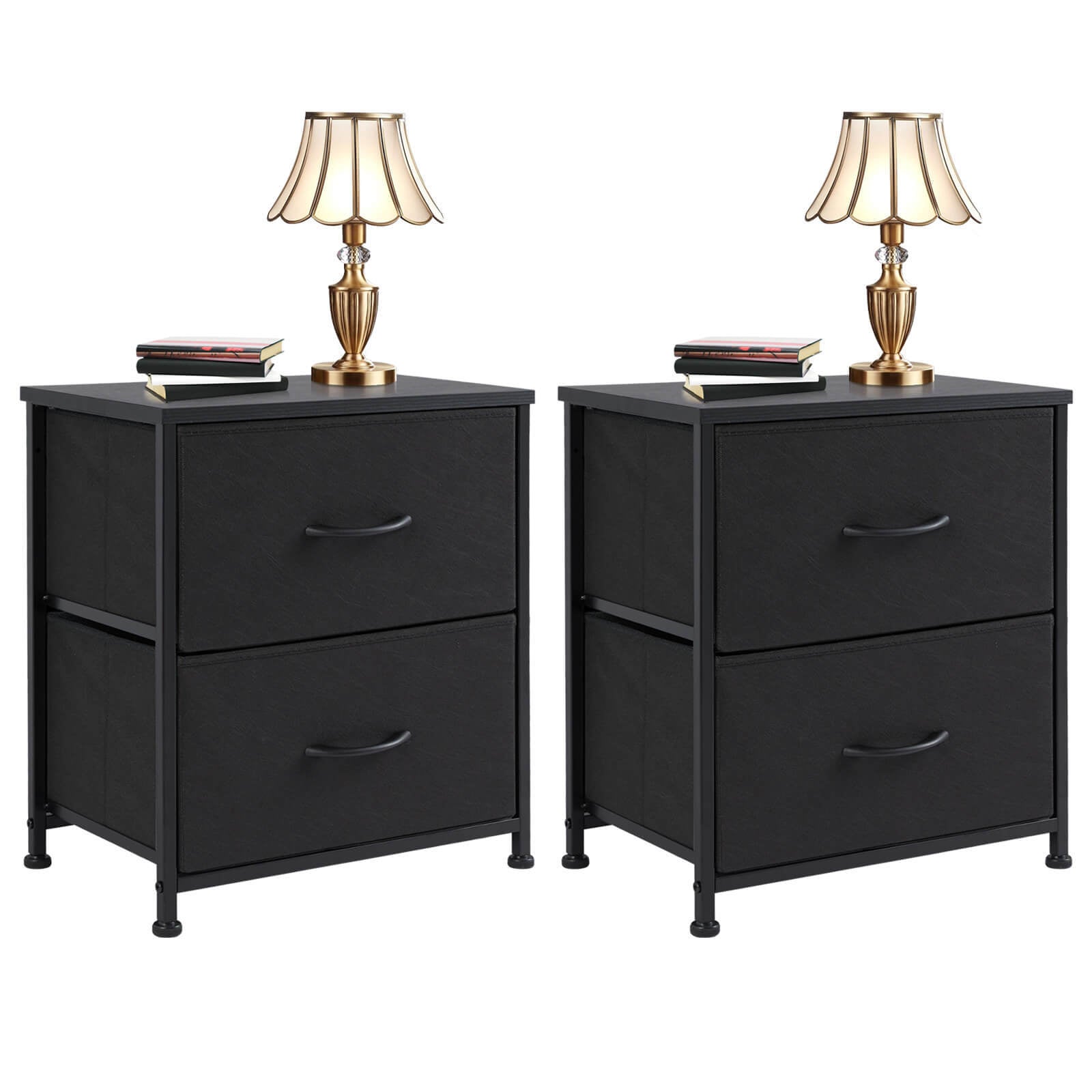 Drawers Dresser Chest Of Drawers,Metal Frame And Wood Top,2Bc,Black Black Wood