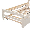 Modern Design Twin Size Platform Bed Frame With Trundle For White Washed Color White Washed Rubber Wood