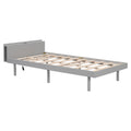 Modern Design Twin Size Platform Bed Frame With Built In Usb Port For Grey Color Grey Particle Board