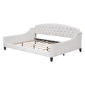 Modern Luxury Tufted Button Daybed, Full, Beige Box Spring Not Required Full Beige Wood Velvet Upholstered