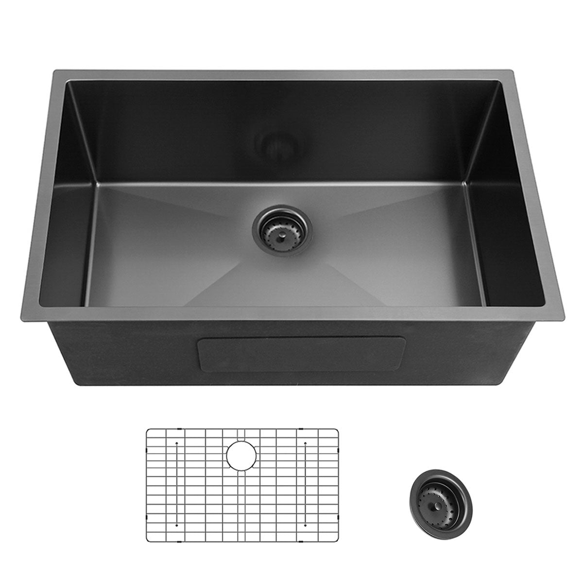 27X17 Inch Undermount Gunmetal Black 18 Gauge Stailess Steel Kitchen Sink Gunmetal Black Stainless Steel