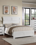 White Color 1Pc Queen Size Bed High Headboard Mdf Particle Board Bedroom Furniture Bedframe Unique Panel Design Box Spring Required Queen White Wood Bedroom Contemporary,Modern Panel Particle Board