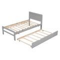 Modern Design Twin Size Platform Bed Frame With Trundle For Grey Color Grey Rubber Wood