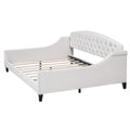 Modern Luxury Tufted Button Daybed, Full, Beige Box Spring Not Required Full Beige Wood Velvet Upholstered