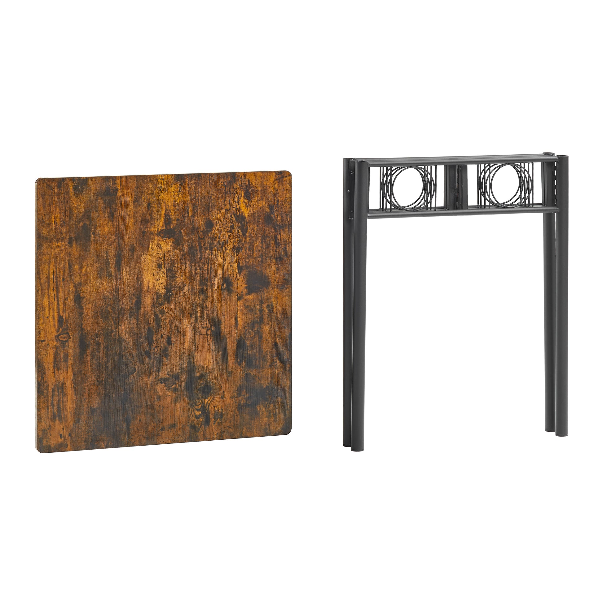 Kitchen Dining Room Table, Iron Wood Square Table For Kitchen Dining Room Furniture Antique Brown Metal & Wood Metal & Wood