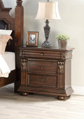 Traditional Antique 1Pc Nightstand Bedroom Furniture Cherry Veneer Brown Finish 2 Drawers Hanging Pull Bedside Table Cherry 3 Drawers Bedroom Bedside Cabinet Contemporary,Traditional Particle Board