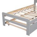 Modern Design Twin Size Platform Bed Frame With Trundle For Grey Color Grey Rubber Wood