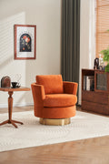 Velvet Swivel Barrel Chair, Swivel Accent Chairs Armchair For Living Room, Reading Chairs For Bedroom Comfy, Round Barrel Chairs With Gold Stainless Steel Base Orange Orange Primary Living Space