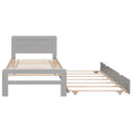 Modern Design Twin Size Platform Bed Frame With Trundle For Grey Color Grey Rubber Wood