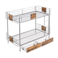 Twin Xl Over Twin Xl Metal Bunk Bed With Mdf Board Guardrail And Two Storage Drawers,Silver Twin Xl Silver Metal