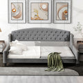 Modern Luxury Tufted Button Daybed, Full, Gray Old Sku: Sm001009Aae Box Spring Not Required Full Gray Wood Velvet Upholstered