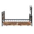 Twin Size Metal Platform Bed With Mdf Headboard And Footboard,Two Storage Drawers And Rotatable Tv Stand,Black Twin Black Metal