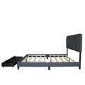 Queen Size Upholstered Bed With Adjustable Height Mattress 10 To 14 Inches Led Design With Footboard Drawers Storage No Box Spring Required Dark Gray Box Spring Not Required Queen Gray Wood Espresso Bedroom Casual,Modern Rubberwood Adjustable Bedbase