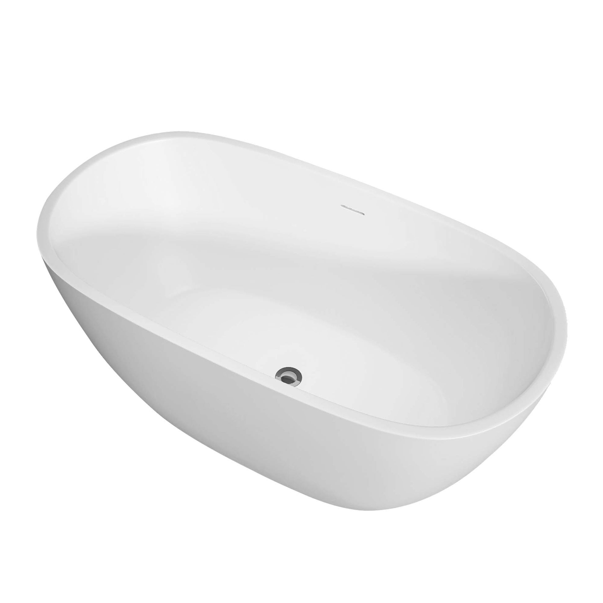 65" Acrylic Free Standing Tub Classic Oval Shape Soaking Tub, Adjustable Freestanding Bathtub With Integrated Slotted Overflow And Chrome Pop Up Drain Anti Clogging Matte White Matte White Oval Bathroom Freestanding Tubs Polished 61 69 In Modern Soaking