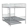 Full Over Full Metal Bunk Bed With Trundle, Silver Silver Iron