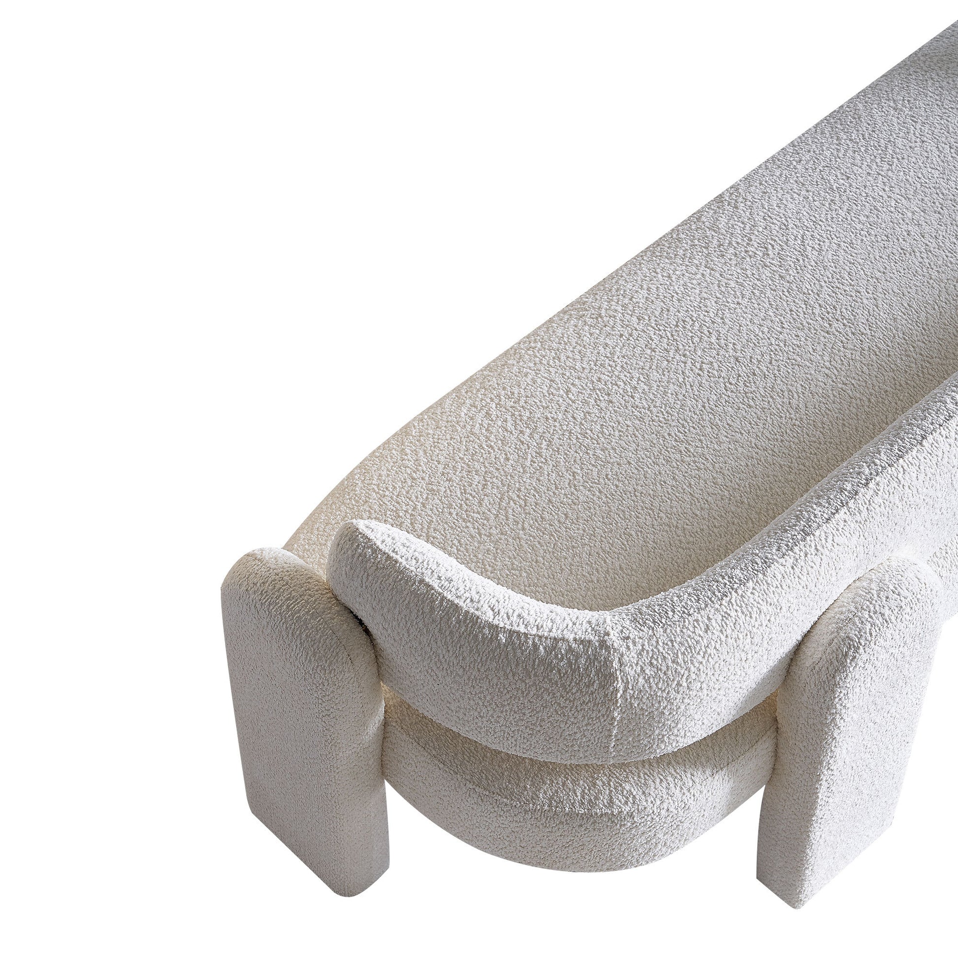 75.59" Wide Boucle Upholstery Modern Sofa For Living Room Beige Beige Polyester Wood Primary Living Space Tight Back Modern Rolled Arms Foam Boucle 1 Seat