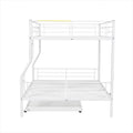 Full Xl Over Queen Metal Bunk Bed With Trundle, White Full Xl White Iron