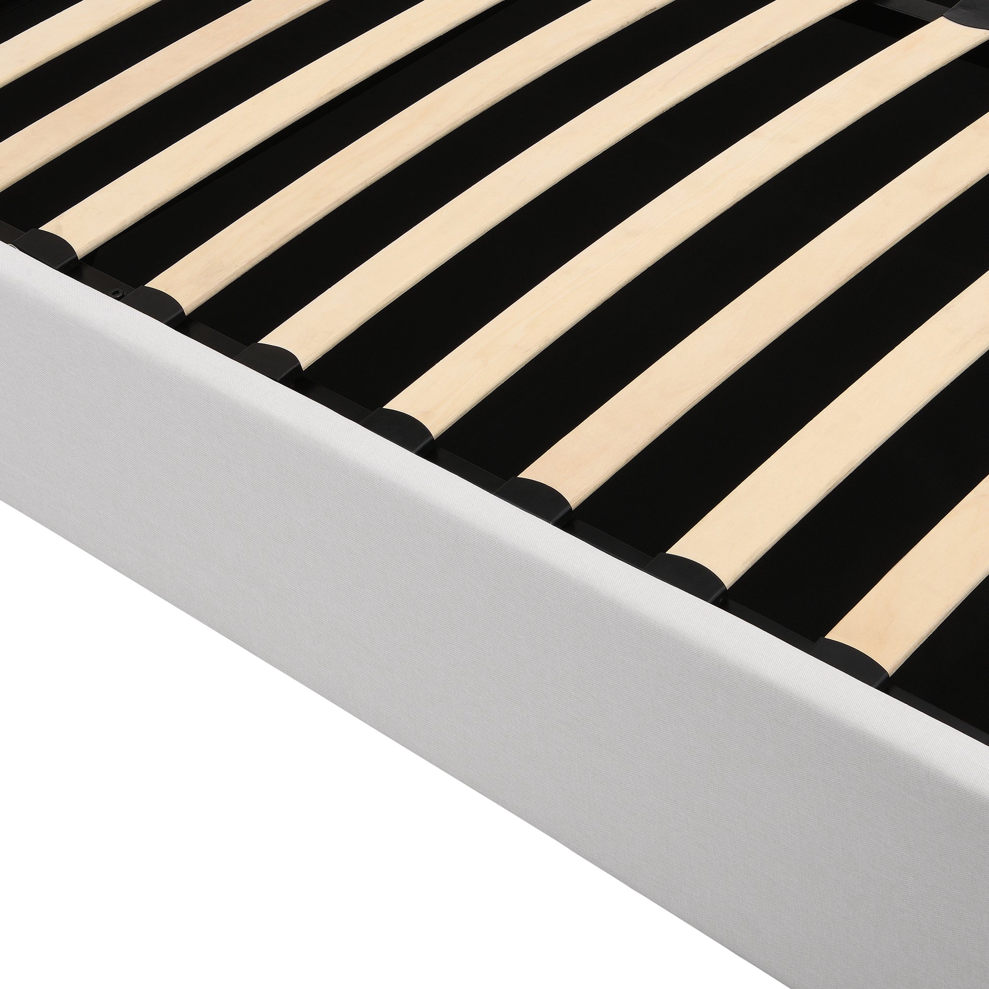 Queen Size Upholstered Platform Bed With A Hydraulic Storage System White White Upholstered