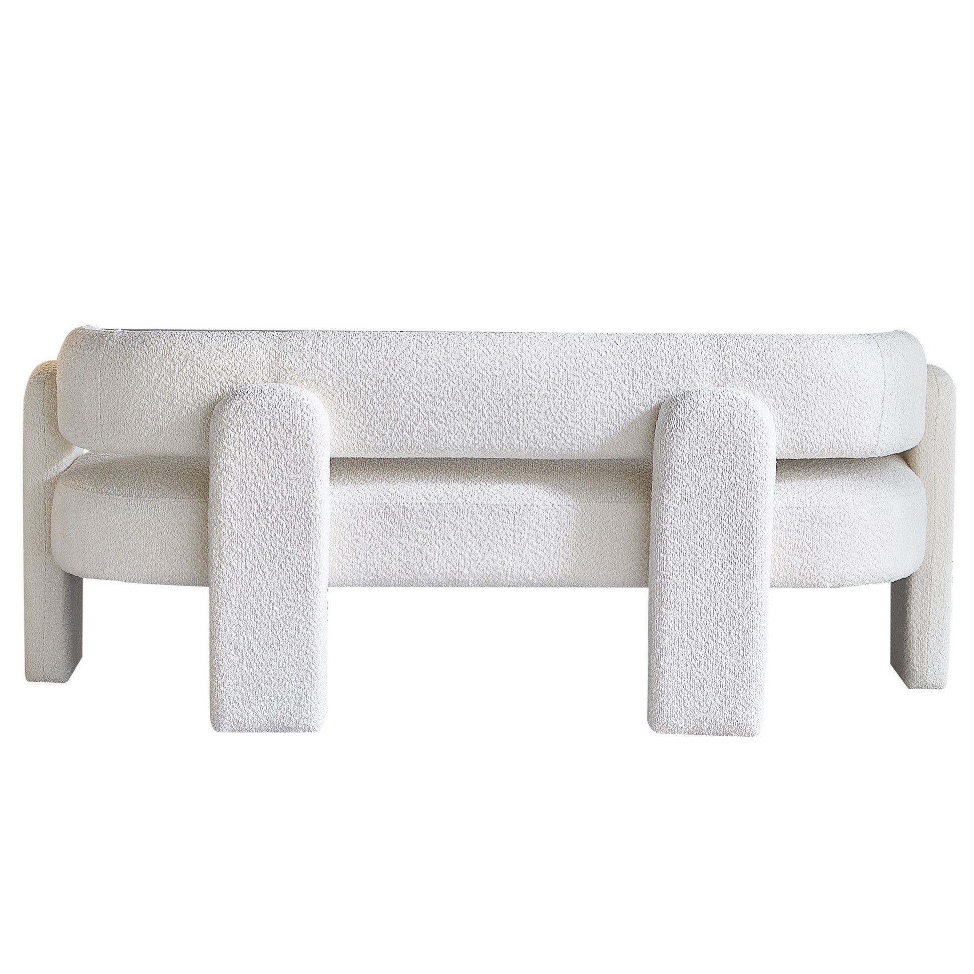 75.59" Wide Boucle Upholstery Modern Sofa For Living Room Beige Beige Polyester Wood Primary Living Space Tight Back Modern Rolled Arms Foam Boucle 1 Seat