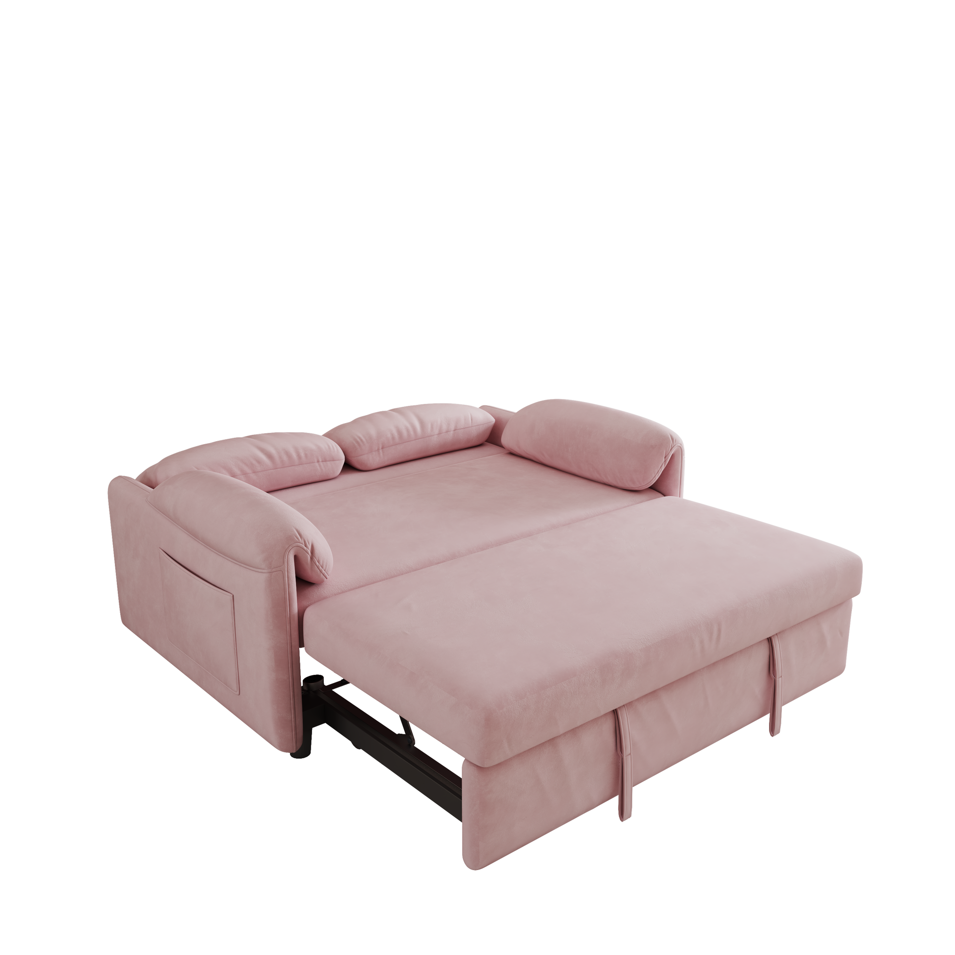 54 Inch Velvet Pink Sofa Sofa Bed Multi Purpose Living Room Retractable Bed Pink Velvet