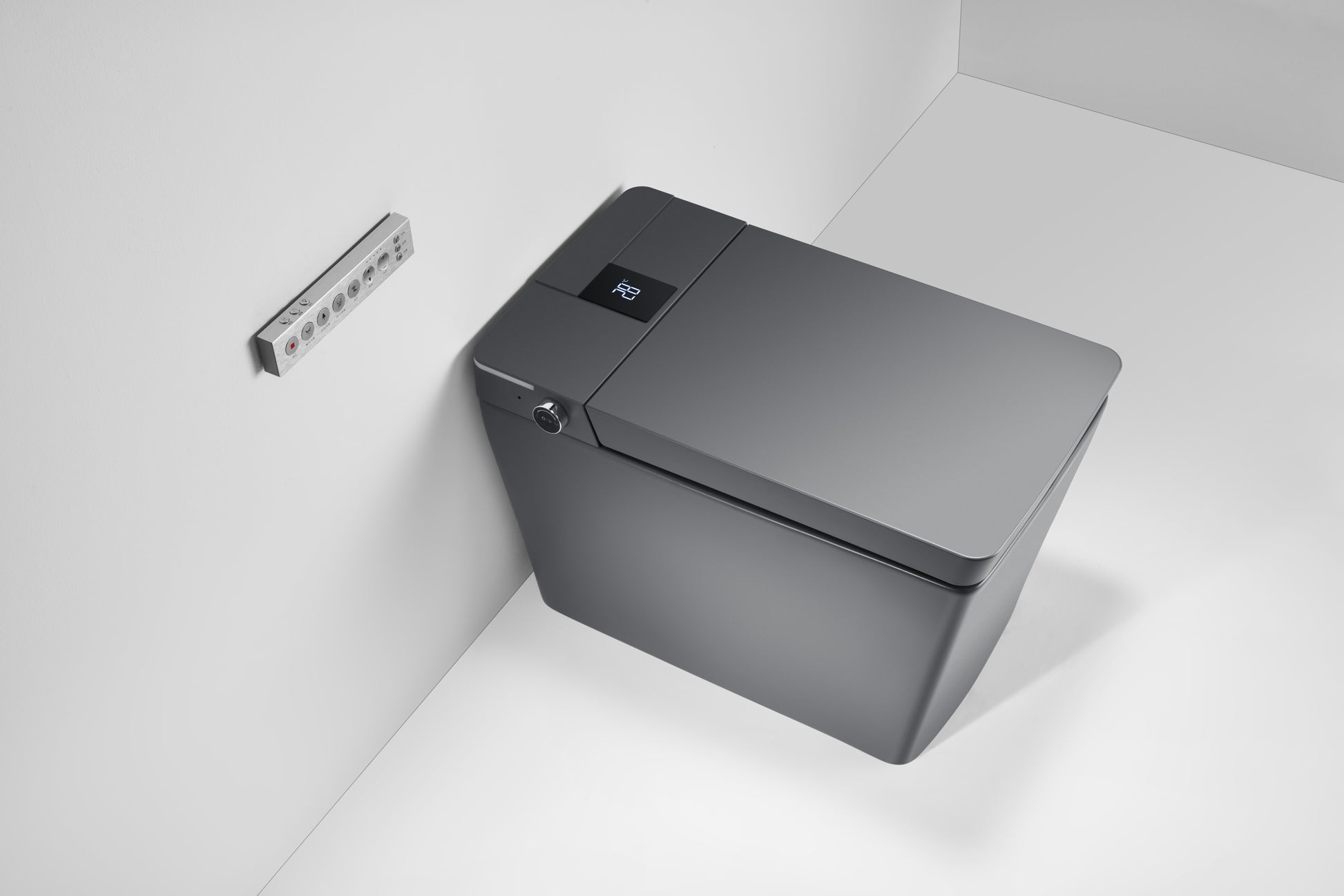 Multifunctional flat square smart toilet with matte gray-ceramic